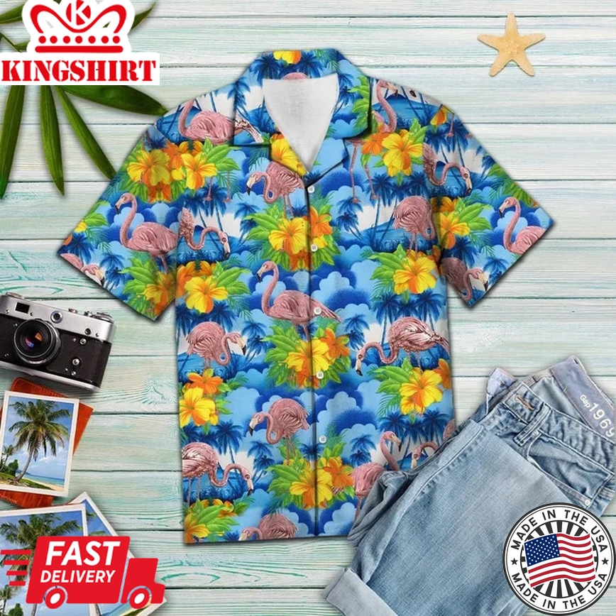 Flamingo Blue Hawaiian Vintage Trendy Hawaiian Shirt