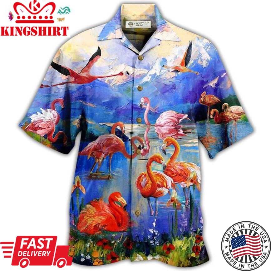 Flamingo Fly To Hawaii Hawaiian Shirt