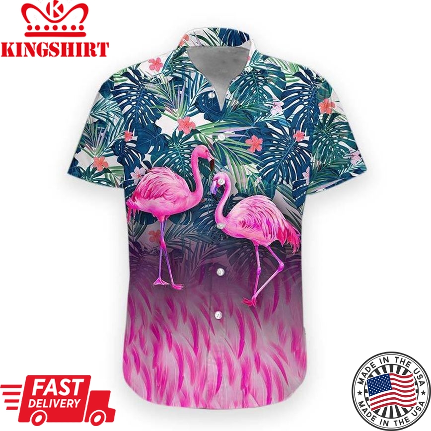 Flamingo Hawaii Aloha Shirt Flamingo Tropical Forest Hawaiian Shirt Flamingo Hawai Shirt