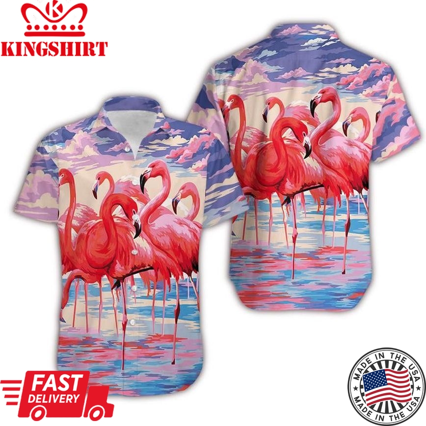 Flamingo Hawaii Shirt Flamingo Cloud Trendy Hawaiian Shirt Flamingo Aloha Shirt