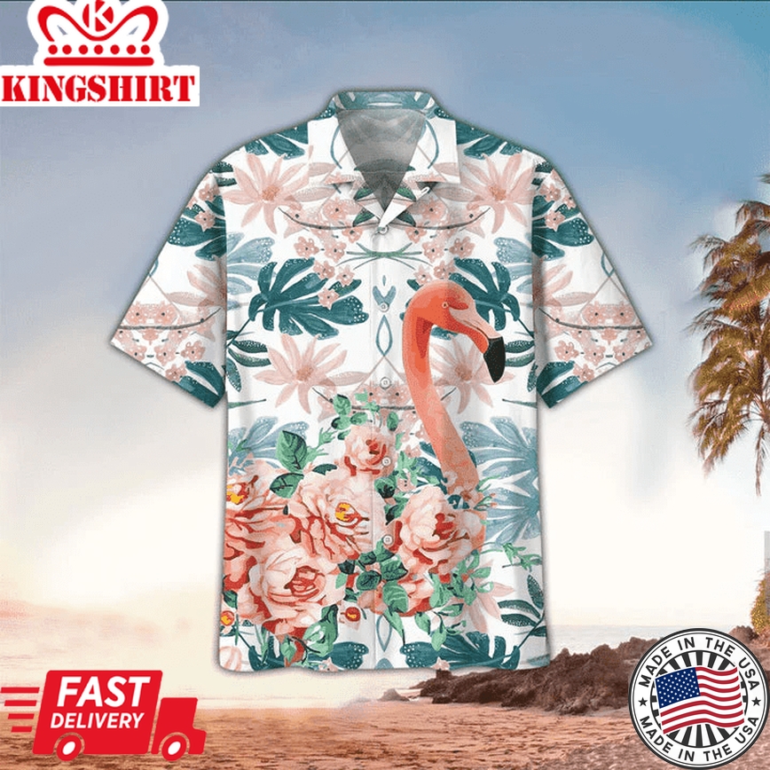 Flamingo Hawaii Shirt, Flamingo Trendy Hawaiian Shirt For Summer, Flamingo Lovers