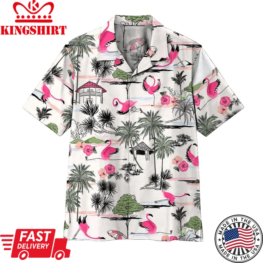 Flamingo Hawaii Shirt Vintage Yoga Flamingo Trendy Hawaiian Shirt Flamingo Aloha Shirt