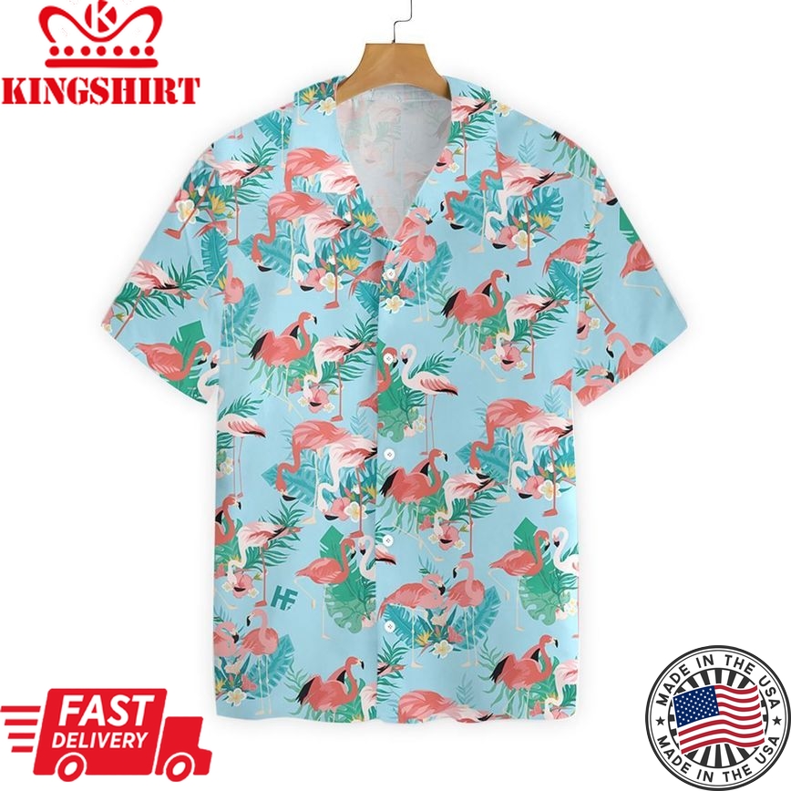 Flamingo Hawaii Shirt White Pink Flamingo Hawiian Shirt Flamingo Aloha Shirt