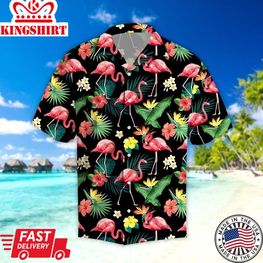 Flamingo Hawaiiian Shirt Hibiscus Flamingo Hawaii Shirt Flamingo Aloha Shirt