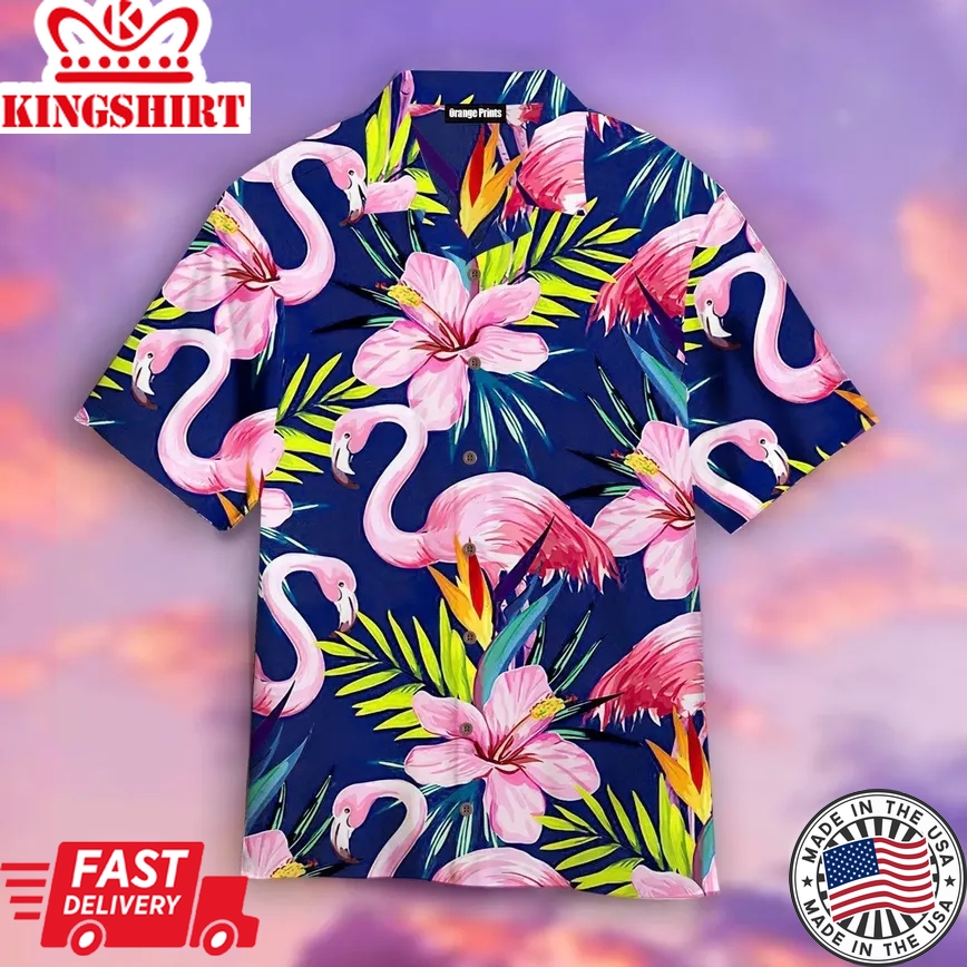 Flamingo Hibiscus Trendy Hawaiian Shirt For