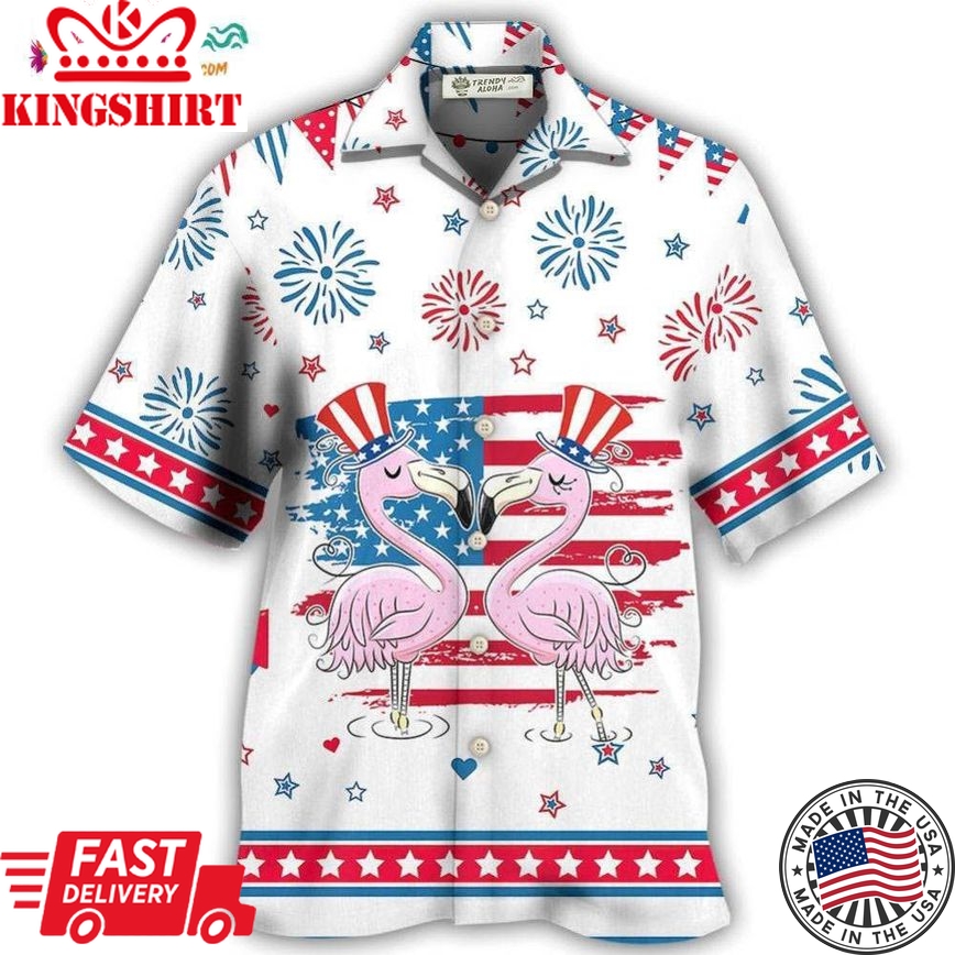 Flamingo Independence Day Star America Hawaiian Shirt