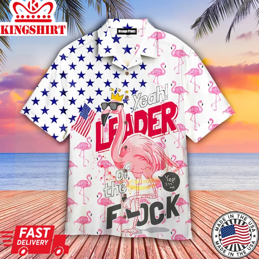 Flamingo Leader Of The Flock Aloha Trendy Hawaiian Shirts, Gift For Flamingo Lovers