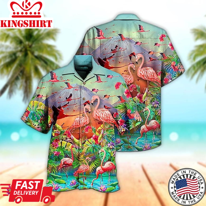 Flamingo River Tropical Hawaiian Shirt Aloha Shirt, Aloha Hawaiian Shirts