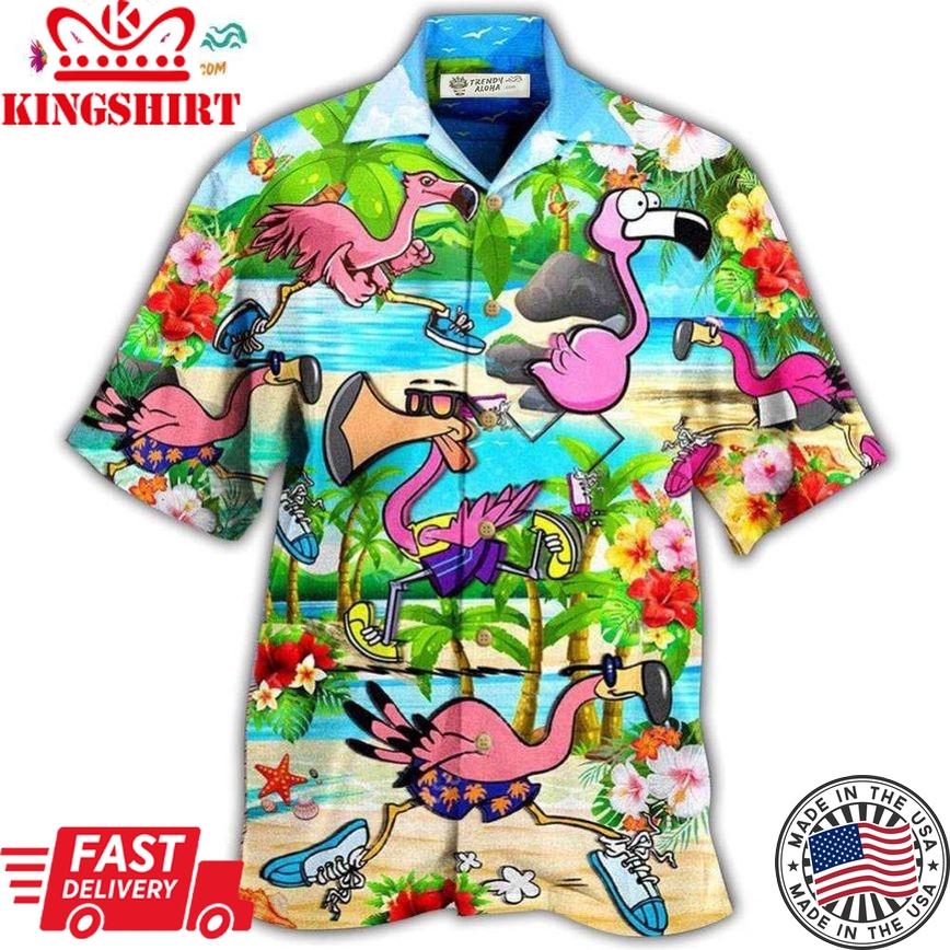 Flamingo The Running Flamingoes Hawaiian Shirt