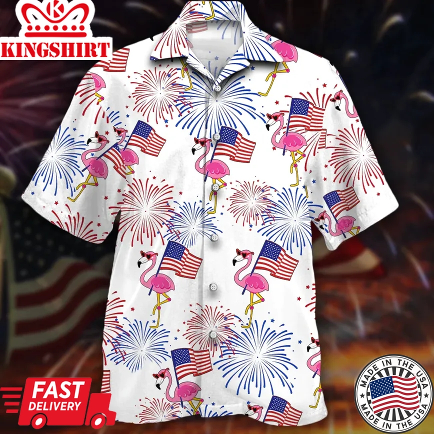 Flamingo Trendy Hawaiian Shirt Independence Day Is Coming, Trendy Hawaiian Shirt For Men