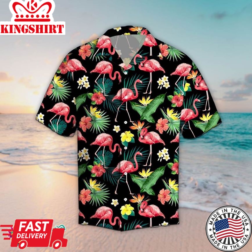 Flamingo Tropical Aloha Hawaiian Aloha Beach Shirt