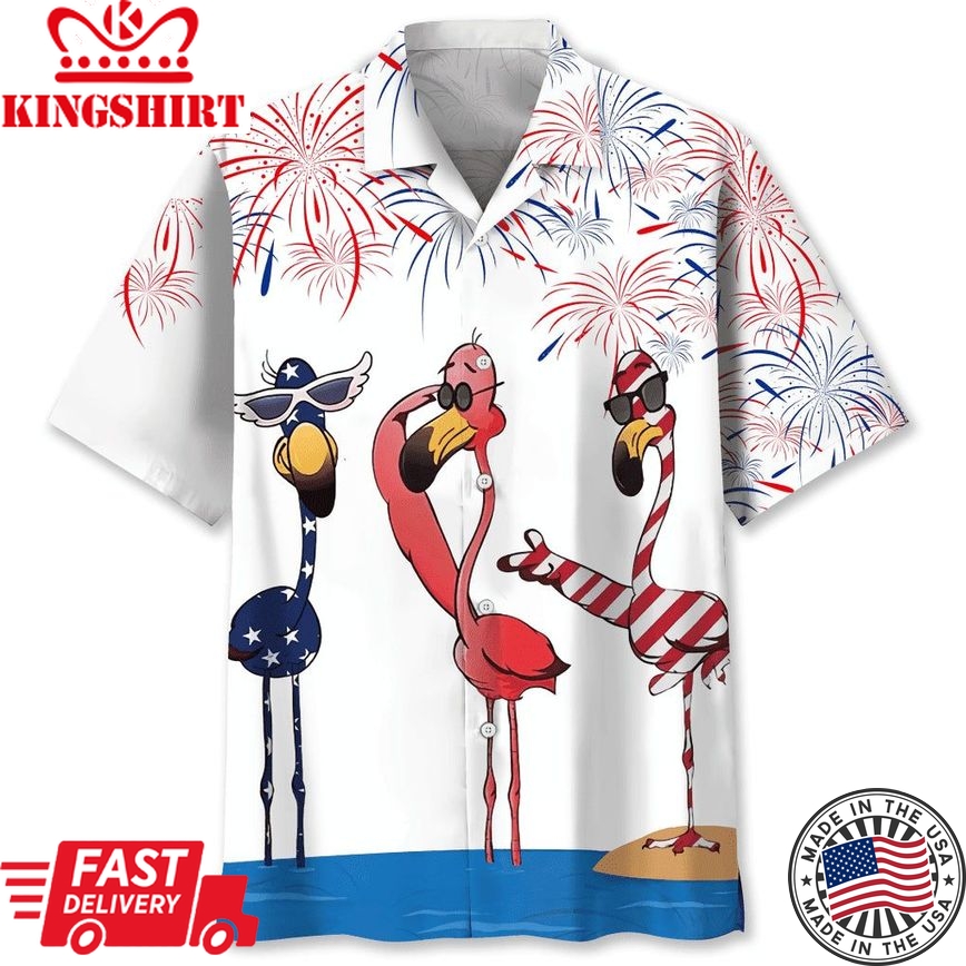 Flamingo Usa Funny Trendy Hawaiian Shirt