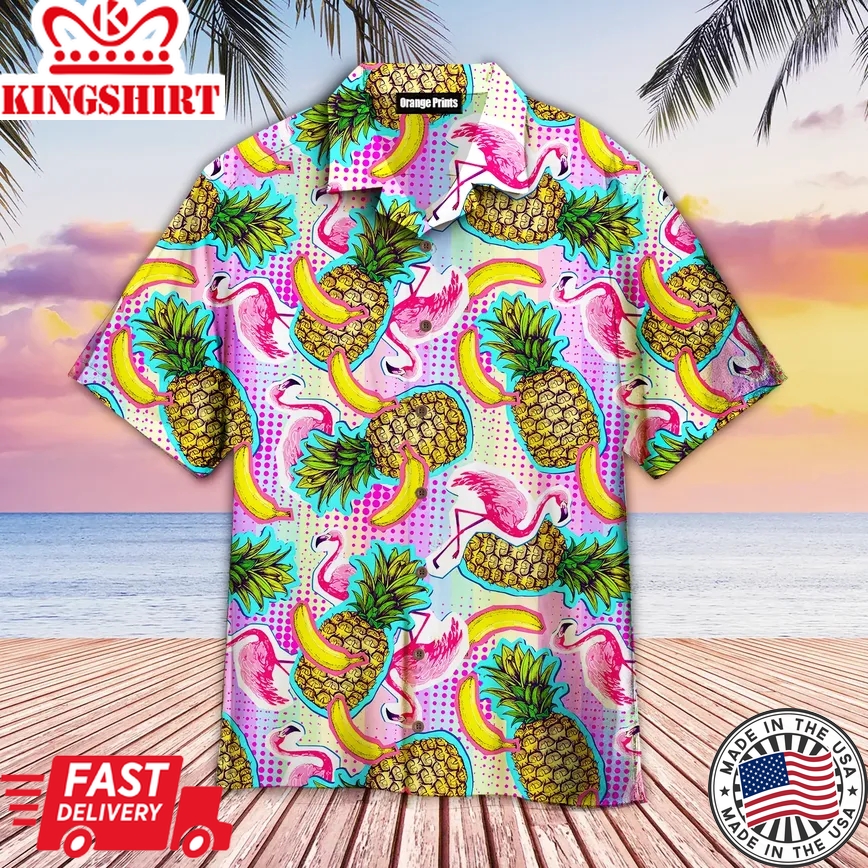 Flamingo With Summer Fruits Trendy Hawaiian Shirt