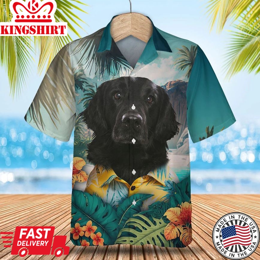 Flat Coated Retriever Paradise Breeze - Experience Paradise with this Tropical Trendy Hawaiian Shirt