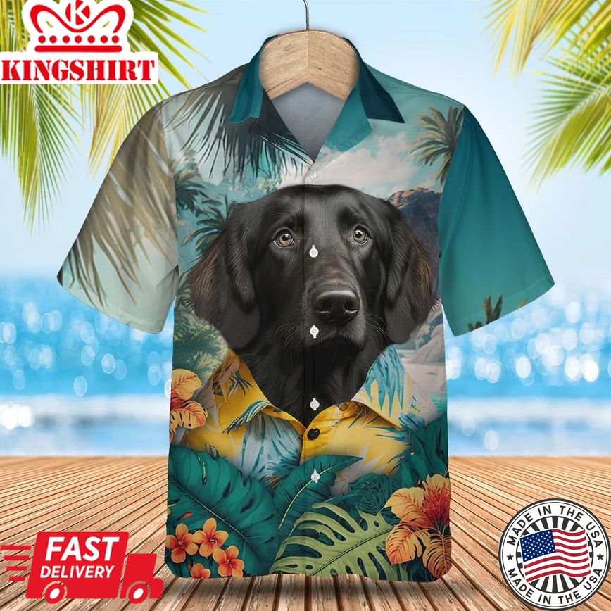 Flat Coated Retriever Tropic Oasis - Stand Out in the Tropics with this Exquisite Trendy Hawaiian Shirt