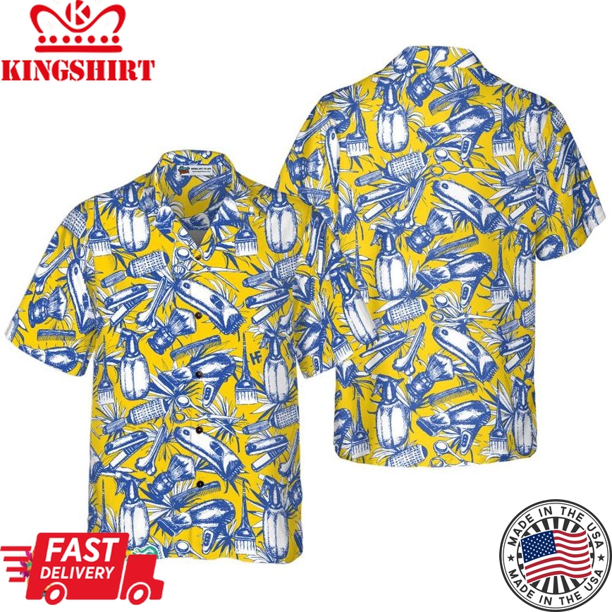 Floral Barber Equipment Hawaiian Shirt