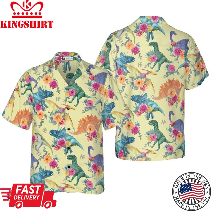 Floral Dinosaurs Hawaiian Shirt