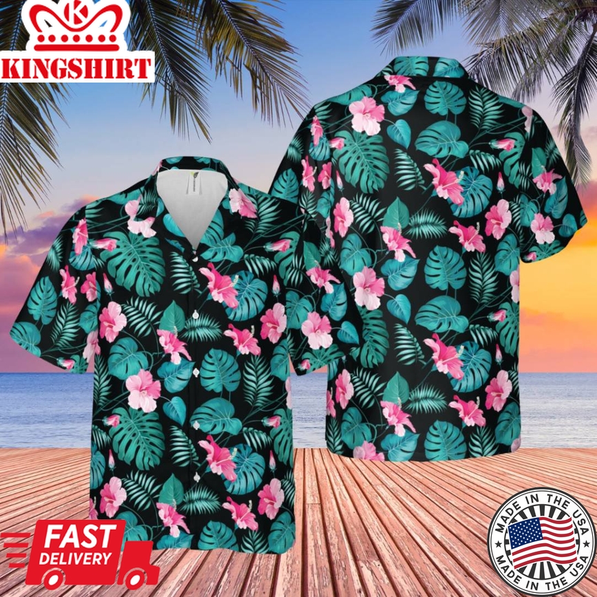 Floral Hawaii Shirt, Hibicus Shirt, Beach Clothing