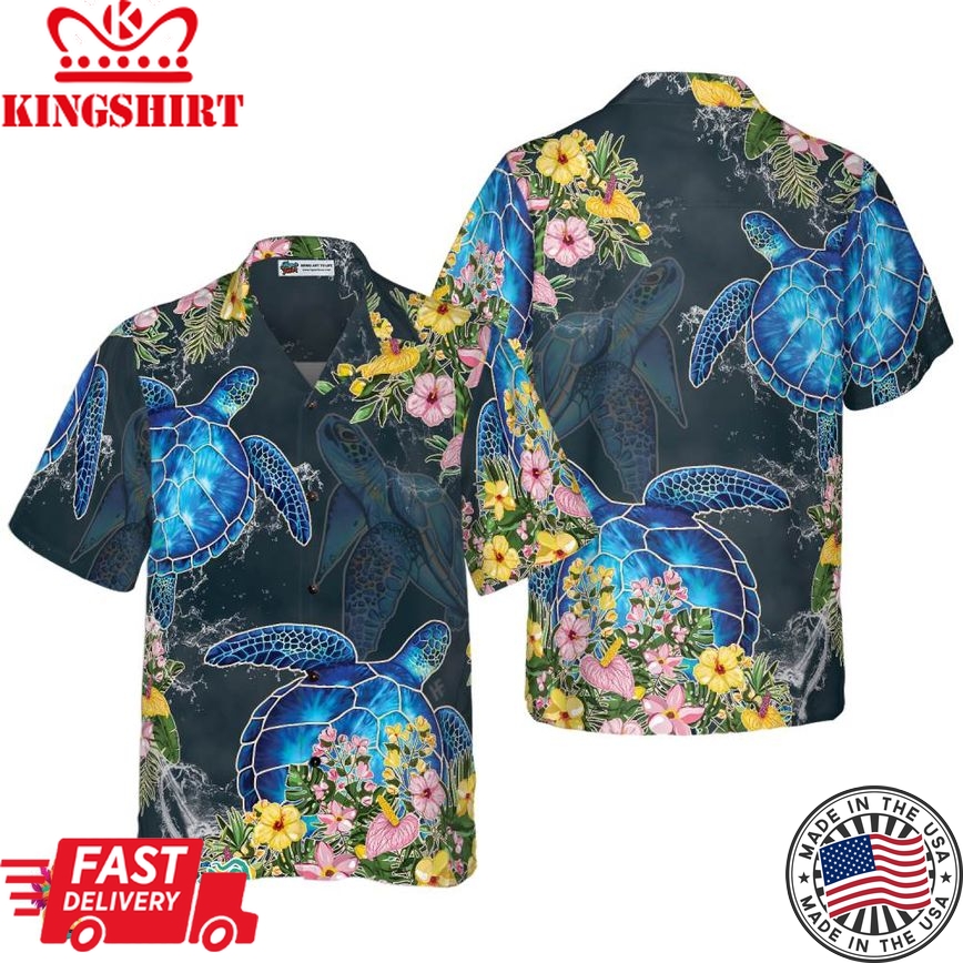 Floral Sea Turtle Hawaiian Shirt