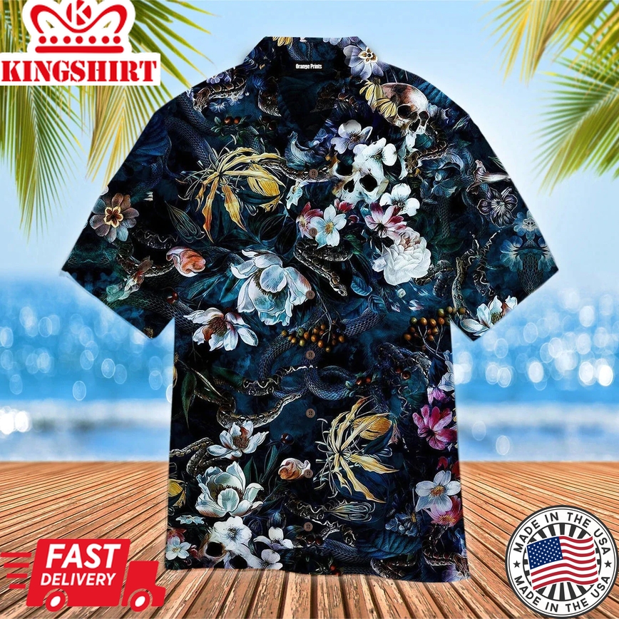 Floral Skull Aloha Trendy Hawaiian Shirts, Skull Trendy Hawaiian Shirt For Skull Lovers, Hawaii Shirt Men