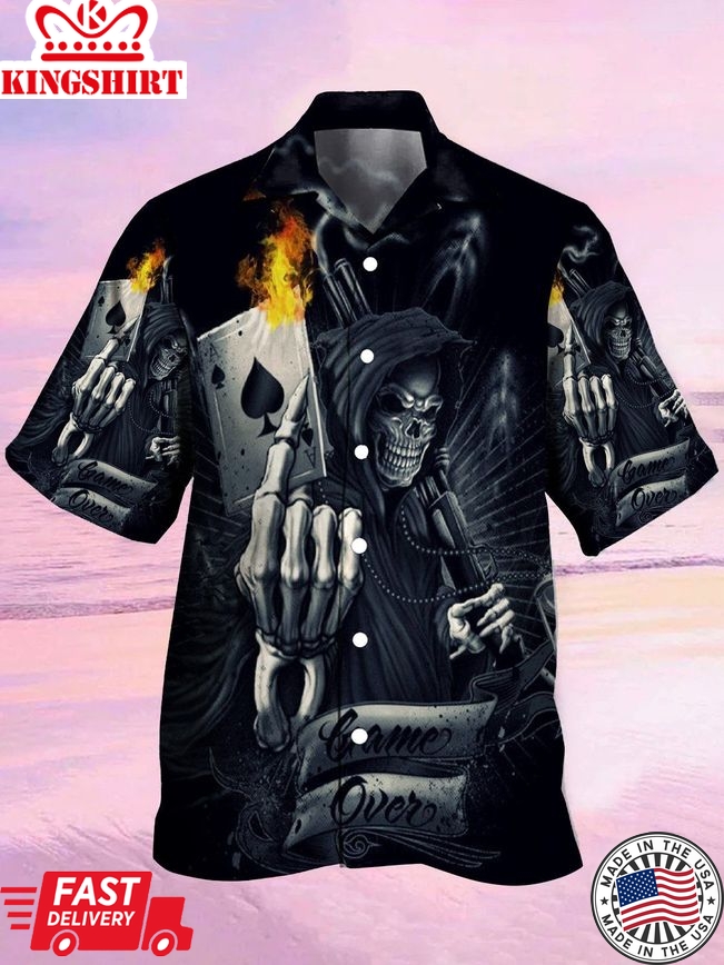 Floral Skulls: Hawaiian Shirt with Skull Floral Print Design