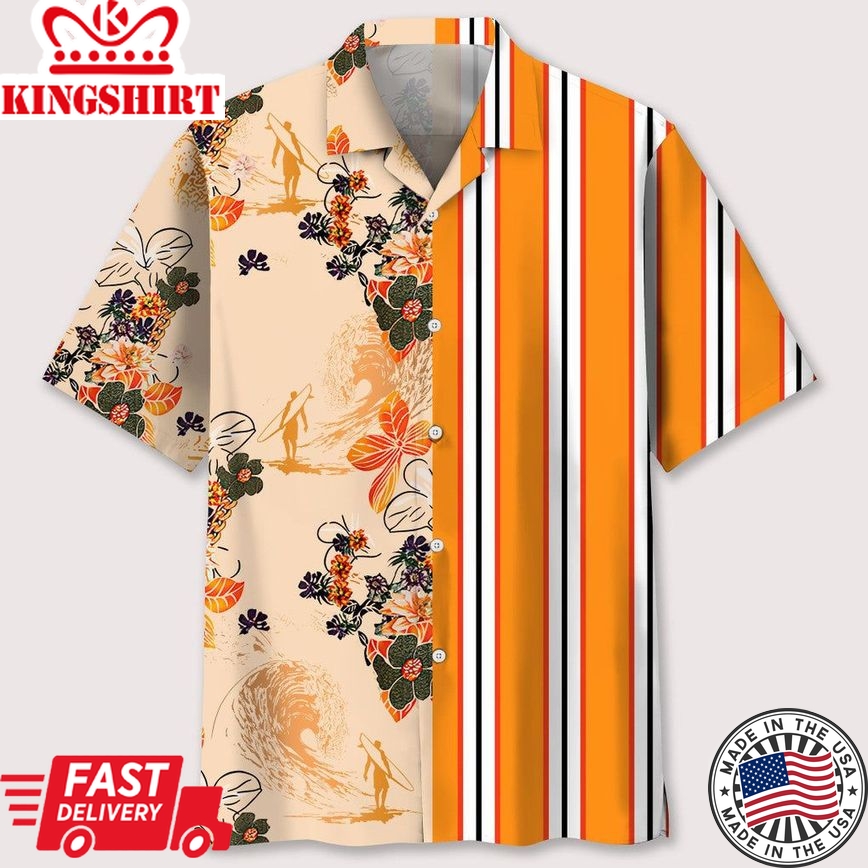 Floral Stripes Surfing Hawaii Shirt