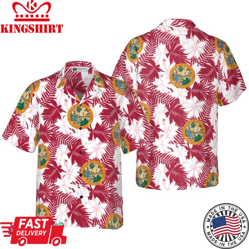 Florida Flag Seamless Pattern Usa Hawaiian Shirt