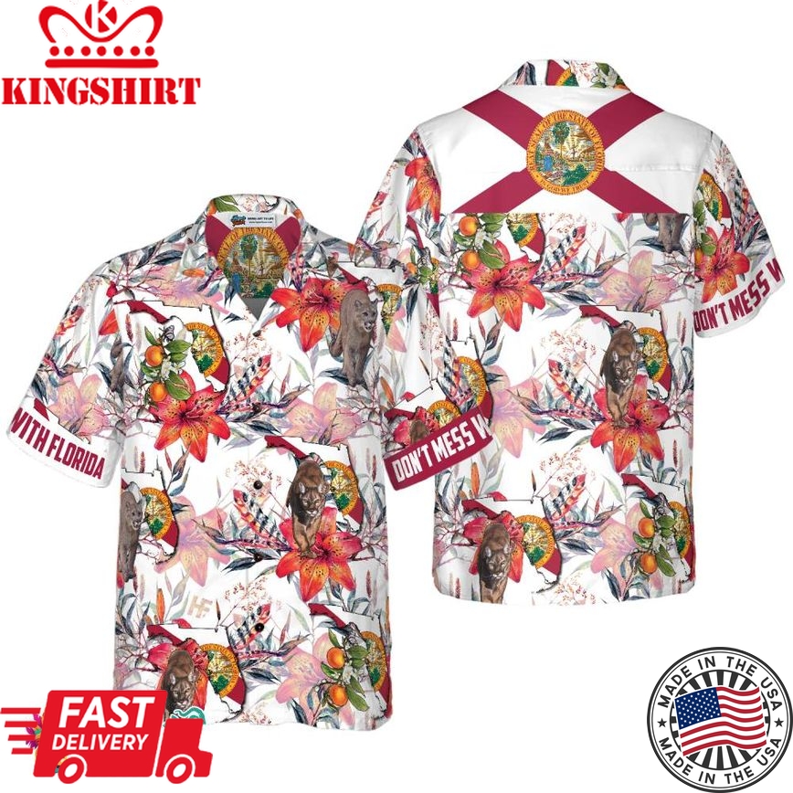 Florida Panther And Orange Blossom Hawaiian Shirt