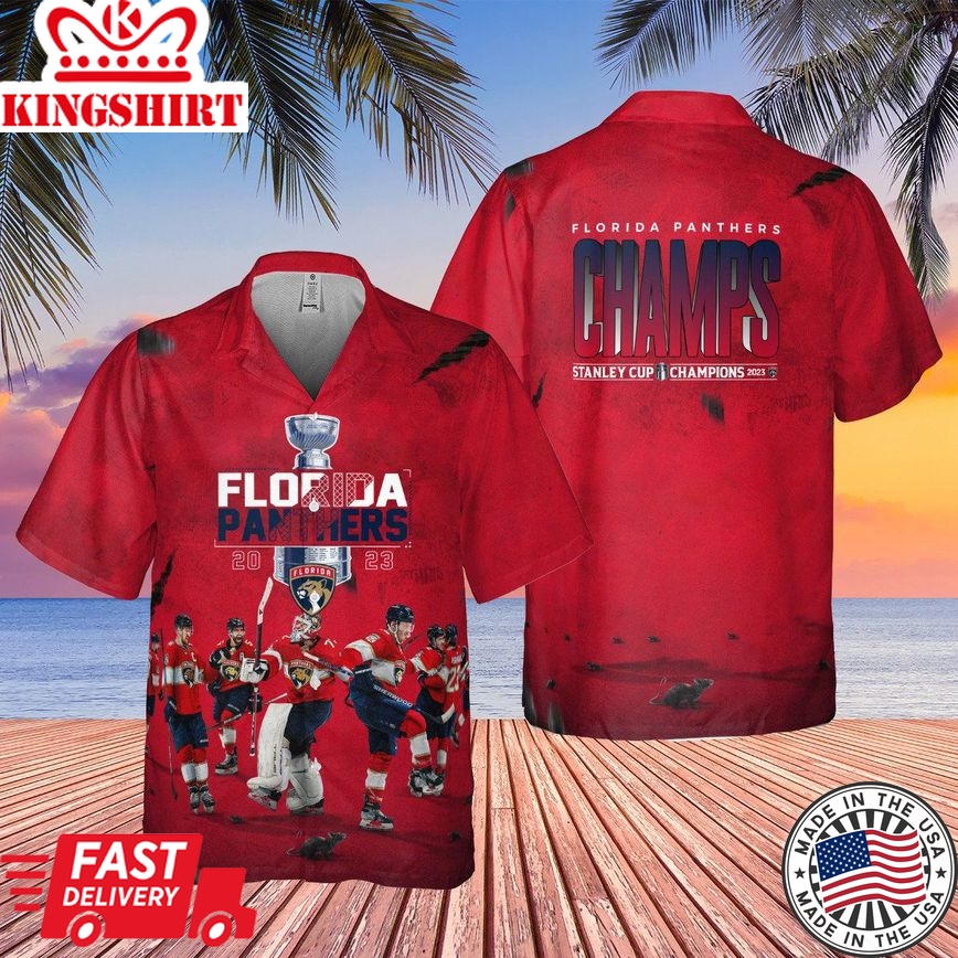 Florida Panthers Champions On Red Background 3D Hawaiian Shirt