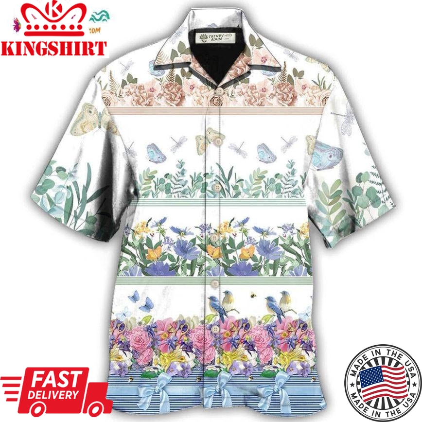 Flower Amazing Florist Bird And Butterfly Hawaiian Shirt