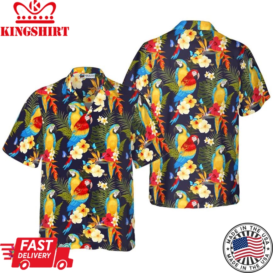 Flower And Parrot Hawaiian Shirt