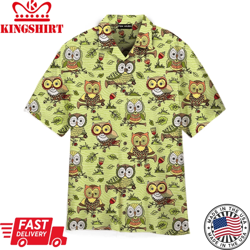 Flowers Owls Trendy Hawaiian Shirt For Aloha Shirt