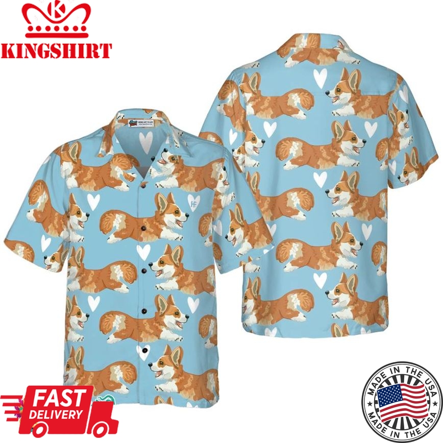 Flying Corgi Blue Hawaiian Shirt, Corgi Shirt For Men And Women