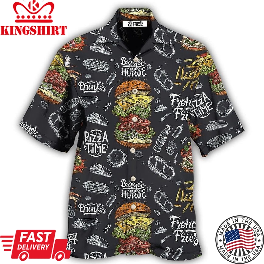 Food Burger House Pizza Time Hawaiian Shirt