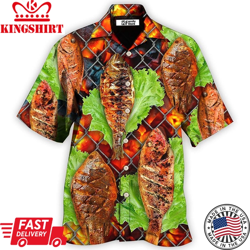 Food Delicious Grilled Fish Bbq Style Hawaiian Shirt