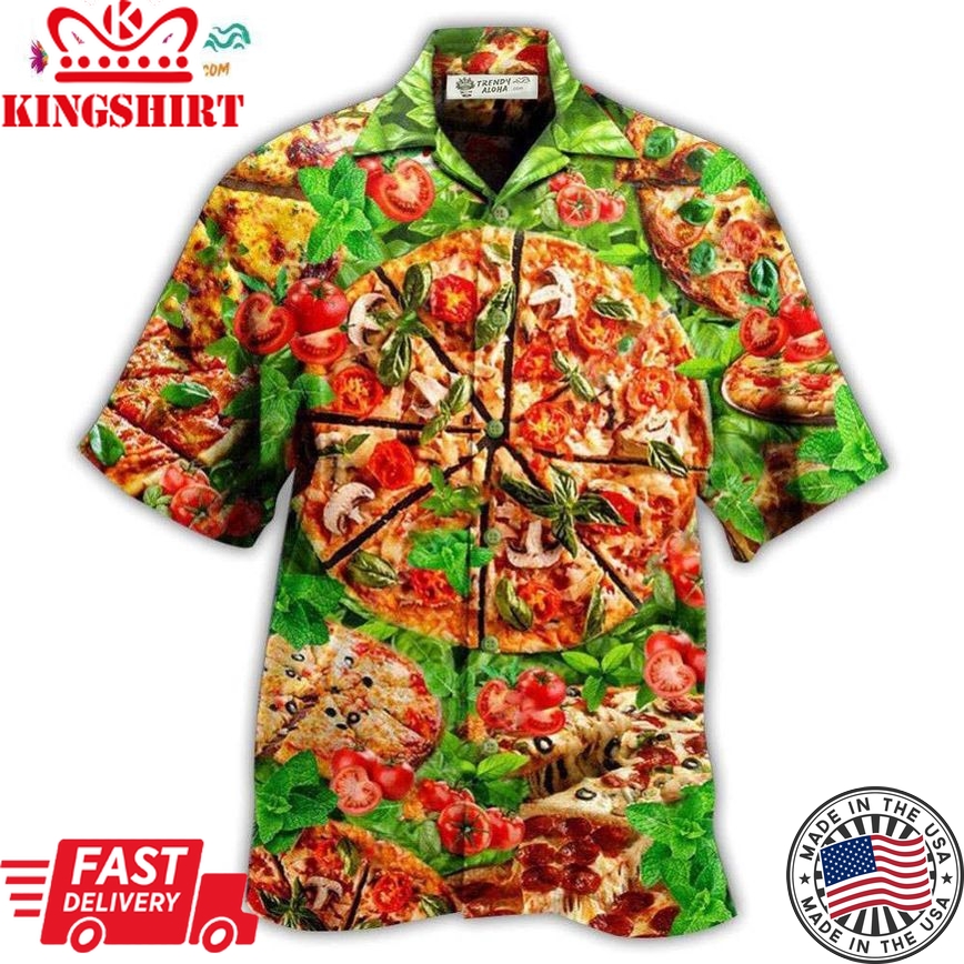 Food Delicious Pizza Love At First Bite Hawaiian Shirt