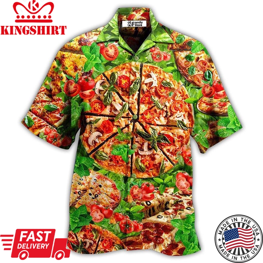 Food Delicious Pizza Love At First Bite Hawaiian Shirt