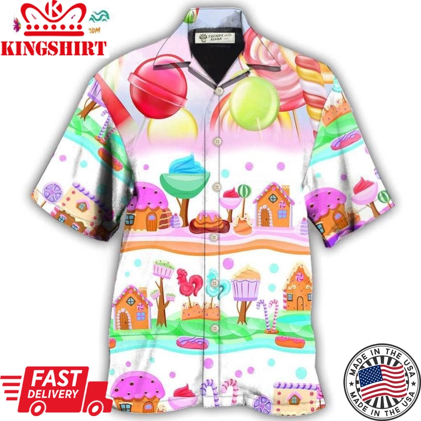 Food Dessert Colourful Cookies Candy Lolipop Hawaiian Shirt