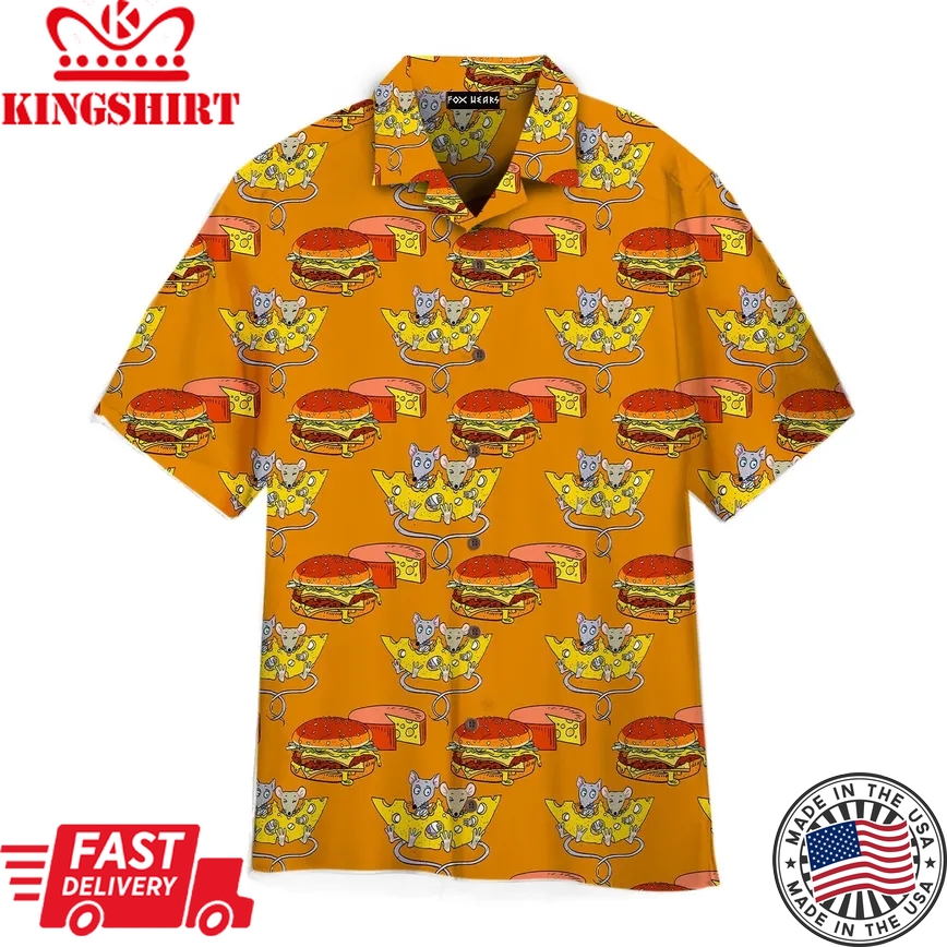 Food Is Good Mood Delicious Hamburger Trendy Hawaiian Shirt For Aloha Shirt