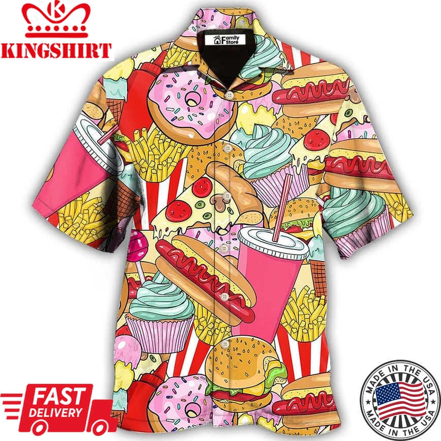 Food Junk Food Art Colorful Hawaiian Shirt