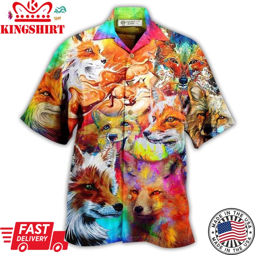 Fox Beautiful Painting Style Hawaiian Shirt