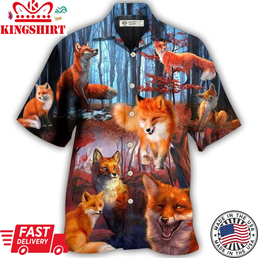Fox Beautiful Red Forest Hawaiian Shirt