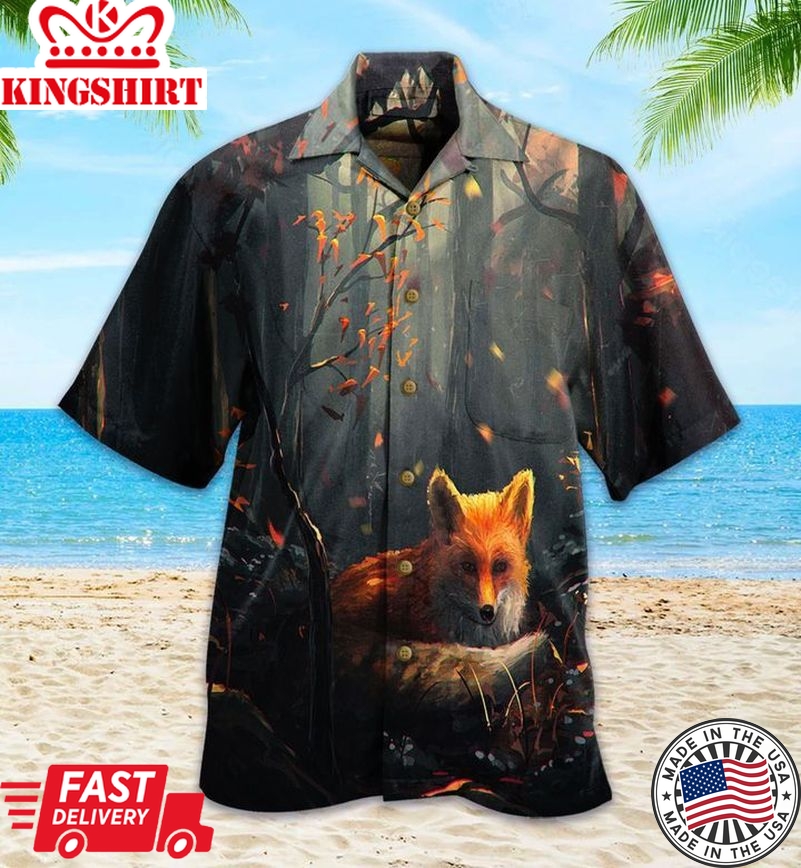 Fox Forest Brown Trendy Hawaiian Shirt 3D, Fox Lover Trendy Hawaiian Shirt For Summer Gifts