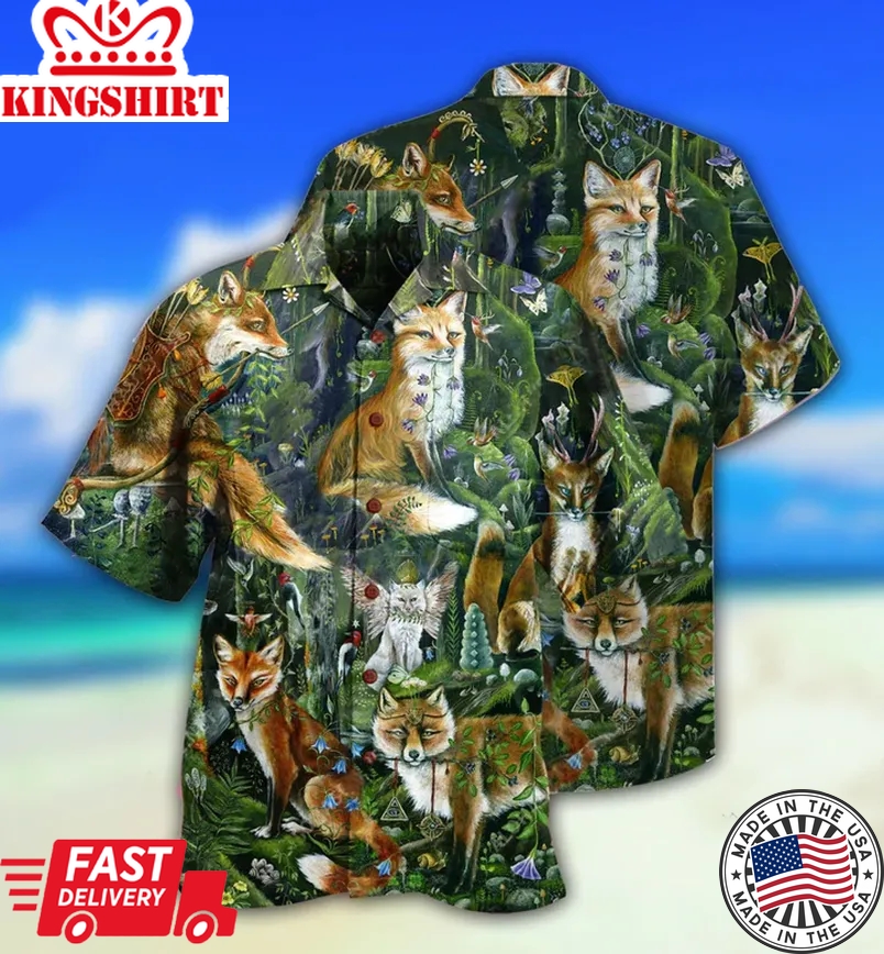 Fox Happy Always Smile Trendy Hawaiian Shirt 3D, Fox Lover Trendy Hawaiian Shirt For Summer Gifts