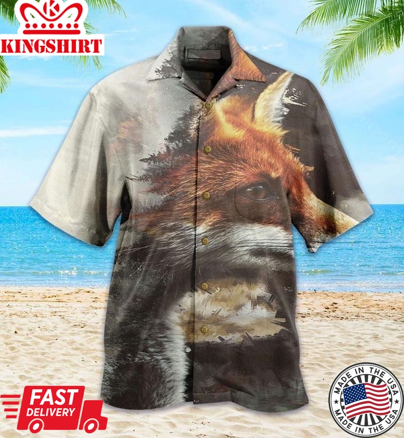 Fox Magic Grey Trendy Hawaiian Shirt 3D, Fox Lover Trendy Hawaiian Shirt For Summer Gifts