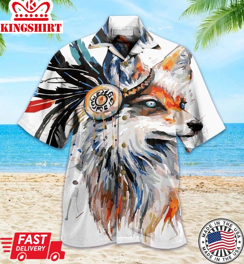 Fox Native Colorful Trendy Hawaiian Shirt 3D, Fox Lover Trendy Hawaiian Shirt For Summer Gifts