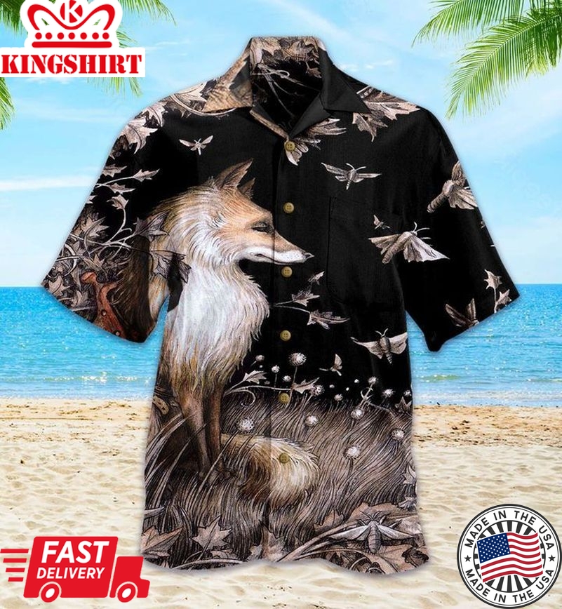 Fox Sad Black Trendy Hawaiian Shirt 3D, Fox Lover Trendy Hawaiian Shirt For Summer Gifts