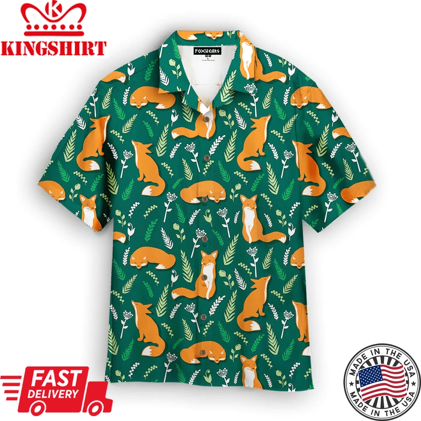 Foxes And Flowers Tropical Trendy Hawaiian Shirt For Aloha Shirt