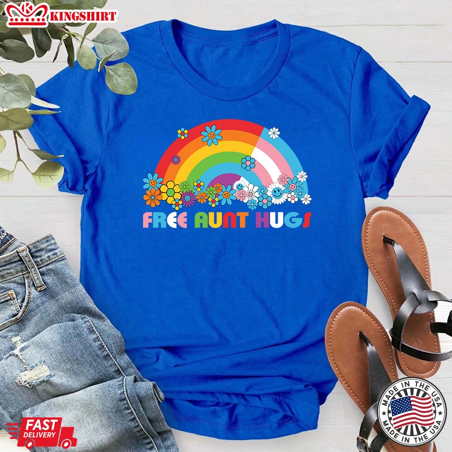 Free Aunt Hugs LGBT Transgender Rainbow LGBTQ+ Pride T-Shirt