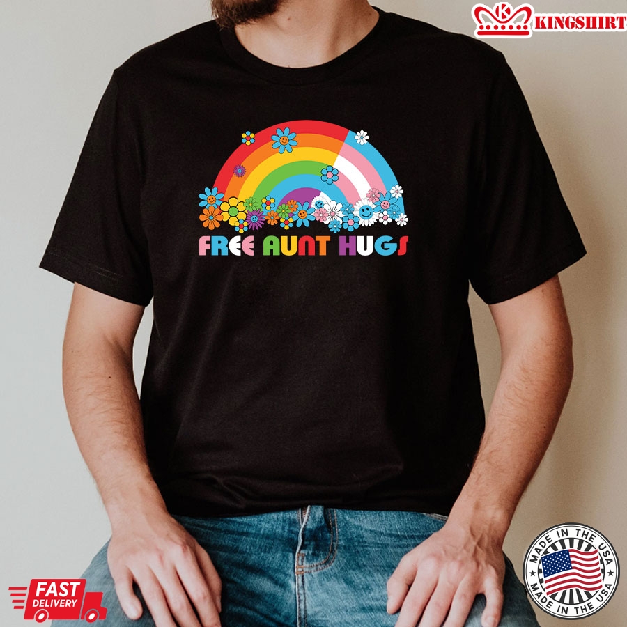 Free Aunt Hugs LGBT Transgender Rainbow LGBTQ+ Pride T-Shirt